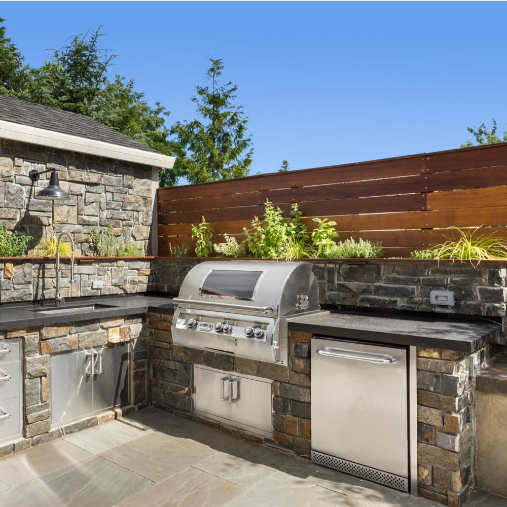 backyard with outdoor kitchen